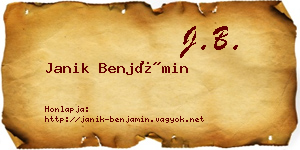 Janik Benjámin névjegykártya